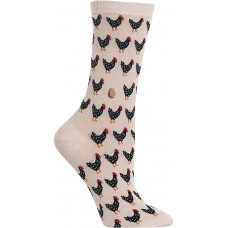 HOTSOX Womens Crew Socks Chicken and Egg 1 Pair, Taupe, Womens 4-10 Shoe