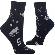 HOTSOX Womens Crew Socks Astrology 1 Pair, Black, Womens 4-10 Shoe