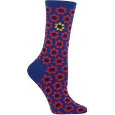 HOTSOX Womens Crew Socks Daisy 1 Pair, Blue, Womens 4-10 Shoe