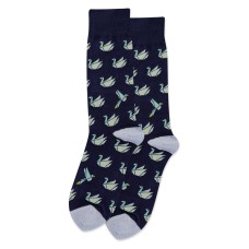 HotSox Origami Crane Socks, Navy, 1 Pair, Men Shoe 6-12.5