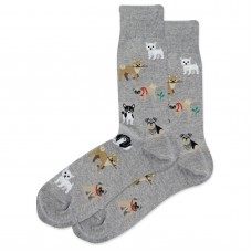 HotSox Dogs Of The World Socks, Grey Heather, 1 Pair, Men Shoe 6-12.5