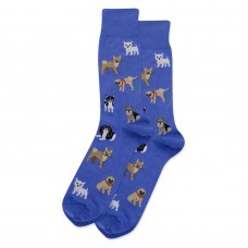 HotSox Dogs Of The World Socks, Blue, 1 Pair, Men Shoe 6-12.5