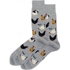 HotSox Feeding Chickens Socks, Grey Heather, 1 Pair, Men Shoe 6-12.5