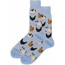 HotSox Feeding Chickens Socks, Blue Heather, 1 Pair, Men Shoe 6-12.5