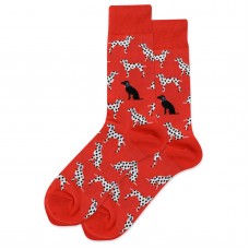 HotSox Dalmatians Socks, Red, 1 Pair, Men Shoe 6-12.5