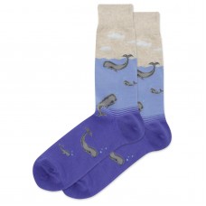 HotSox Whales Socks, Natural Melange, 1 Pair, Men Shoe 6-12.5