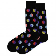 HotSox Yin Yang Socks, Black, 1 Pair, Men Shoe 6-12.5