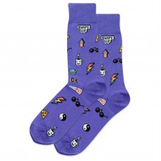 HotSox Stickers Socks, Blue, 1 Pair, Men Shoe 6-12.5
