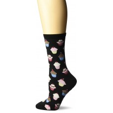 HotSox Womens Cupcakes Socks, Black, 1 Pair, Womens Shoe 4-10