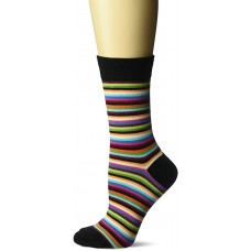 HotSox Womens Stripe Classic Socks, Black, 1 Pair, Womens Shoe 4-10