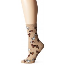 Hot Sox Women's Animal Series Novelty Casual Crew Socks, Dogs (Hemp Heather), Shoe Size: 4-10