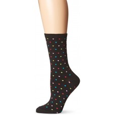 HotSox Womens Pindot Heart Repeat Socks, Black, 1 Pair, Womens Shoe 4-10