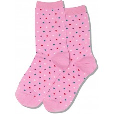 HotSox Womens Pindot Heart Repeat Socks, Daiquiri, 1 Pair, Womens Shoe 4-10