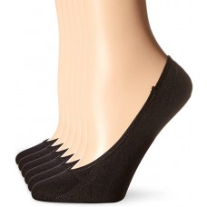 HotSox Womens Solid Footliner 6PK Socks, Black, 6 Pair, Womens Shoe 4-10
