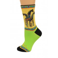 K. Bell Rainbow Giraffes Socks, Yellow/Green, Sock Size 9-11/Shoe Size 4-10, 1 Pair