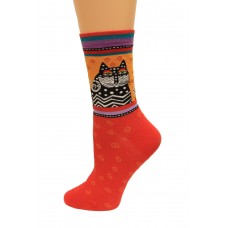 K. Bell Polka Dot Cat Socks, Red, Sock Size 9-11/Shoe Size 4-10, 1 Pair