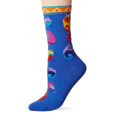K. Bell Feline Festival Socks, Blue, Sock Size 9-11/Shoe Size 4-10, 1 Pair