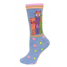 K. Bell Polka Dot Leopard Socks, Denim, Sock Size 9-11/Shoe Size 4-10, 1 Pair