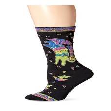 K. Bell Playing Dog and Puppy Socks, Black, Sock Size 9-11/Shoe Size 4-10, 1 Pair