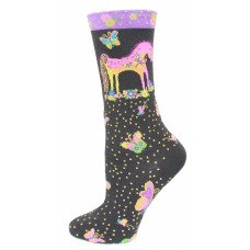 K. Bell Mythical Mares Socks, Black, Sock Size 9-11/Shoe Size 4-10, 1 Pair