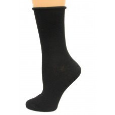 K. Bell Relaxed Top Crew Socks, Black, Sock Size 9-11/Shoe Size 4-10, 1 Pair