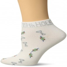 K. Bell Rhinestone 19th Hole Socks, White, Sock Size 9-11/Shoe Size 4-10, 1 Pair