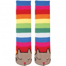 K. Bell Tubular Cat Socks, Multi Stripe, Sock Size 9-11/Shoe Size 4-10, 1 Pair
