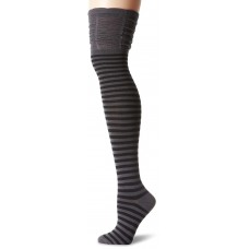 K. Bell Over the Knee with Rouched Top Socks, Charcoal/Black, Sock Size 9-11/Shoe Size 4-10, 1 Pair
