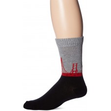 K. Bell Men's Golden Gate Bridge Crew Socks - American Made, Black, Sock Size 10-13/Shoe Size 6.5-12, 1 Pair