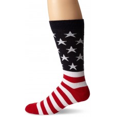 K. Bell Men's American Flag Crew Socks- American Made, Red/White/Blue, Sock Size 10-13/Shoe Size 6.5-12, 1 Pair