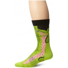 K. Bell Men's Leg Eater Trout Crew Socks, Black, Sock Size 10-13/Shoe Size 6.5-12, 1 Pair