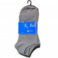 K. Bell Solids Charcoal No Show Socks, Charcoal Heather, Sock Size 9-11/Shoe Size 4-10, 6 Pair
