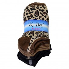 K. Bell Heather Animal No Show Socks, Coco Heather, Sock Size 9-11/Shoe Size 4-10, 6 Pair