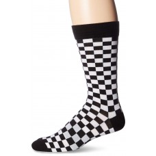 K. Bell Men's Checkerboard Crew Socks, Black/White, Sock Size 10-13/Shoe Size 6.5-12, 1 Pair