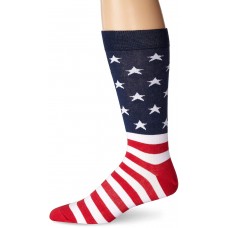 K. Bell Men's American Flag Crew Socks, Red/White/Blue, Sock Size 10-13/Shoe Size 6.5-12, 1 Pair