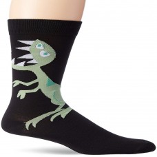 K. Bell Men's T-Rex Crew Socks, Black, Sock Size 10-13/Shoe Size 6.5-12, 1 Pair