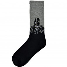 K. Bell Men's City Lights Crew Socks, Black, Sock Size 10-13/Shoe Size 6.5-12, 1 Pair