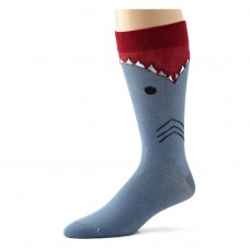 K. Bell Men's Shark Crew Socks, Slate Blue, Sock Size 13-15/Shoe Size 12-16, 1 Pair