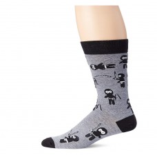 K. Bell Men's Ninjas Crew Socks, Black, Sock Size 10-13/Shoe Size 6.5-12, 1 Pair