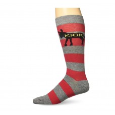 K. Bell Men's Kick Ass Crew Socks, Charcoal Heather/Red, Sock Size 10-13/Shoe Size 6.5-12, 1 Pair
