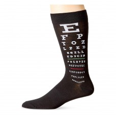 K. Bell Men's Eye Chart Crew Socks, Black, Sock Size 10-13/Shoe Size 6.5-12, 1 Pair