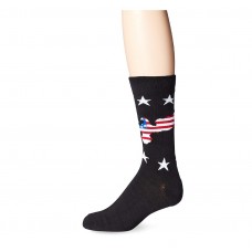 K. Bell Men's American Eagle Crew Socks - American Made, Black, Sock Size 10-13/Shoe Size 6.5-12, 1 Pair