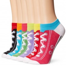 K. Bell Sneaker No Show Socks, White, Sock Size 9-11/Shoe Size 4-10, 6 Pair