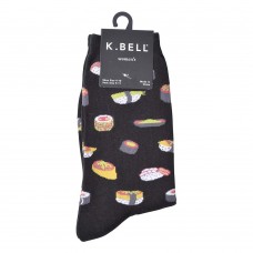K. Bell Sushi Crew Socks, Black, Sock Size 9-11/Shoe Size 4-10, 1 Pair