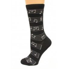 K. Bell Making Music Crew Socks, Black, Sock Size 9-11/Shoe Size 4-10, 1 Pair