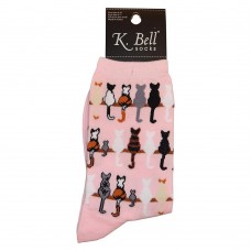 K. Bell Cat Tails Crew Socks, Pink, Sock Size 9-11/Shoe Size 4-10, 1 Pair