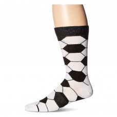 K. Bell Men's Soccer Ball Crew Socks, White, Sock Size 10-13/Shoe Size 6.5-12, 1 Pair
