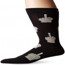 K. Bell Men's Middle Finger Crew Socks, Black, Sock Size 13-15/Shoe Size 12-16, 1 Pair