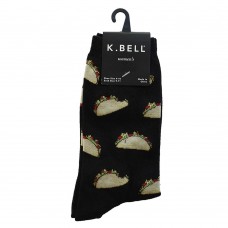 K. Bell Taco Tuesday Crew Socks, Black, Sock Size 9-11/Shoe Size 4-10, 1 Pair