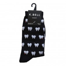 K. Bell Teeth Crew Socks, Black, Sock Size 9-11/Shoe Size 4-10, 1 Pair